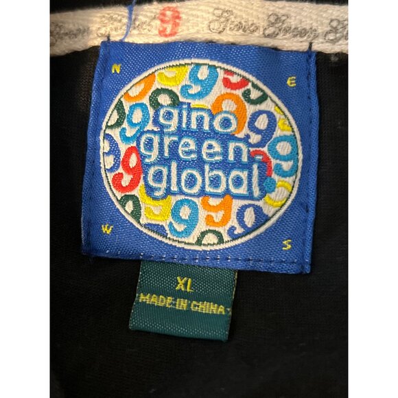 Vintage Y2K Gino Green Global Black T Shirt Sequin 9 Embroidered Estate Sz XL - Picture 5 of 5